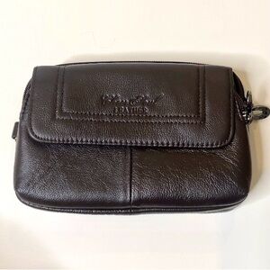 Sleek Black Leather Belt Bag with Compact Design